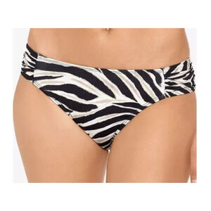 Ralph Lauren Printed Shirred Hipster Bikini Zebra Brown Size 14 NWT